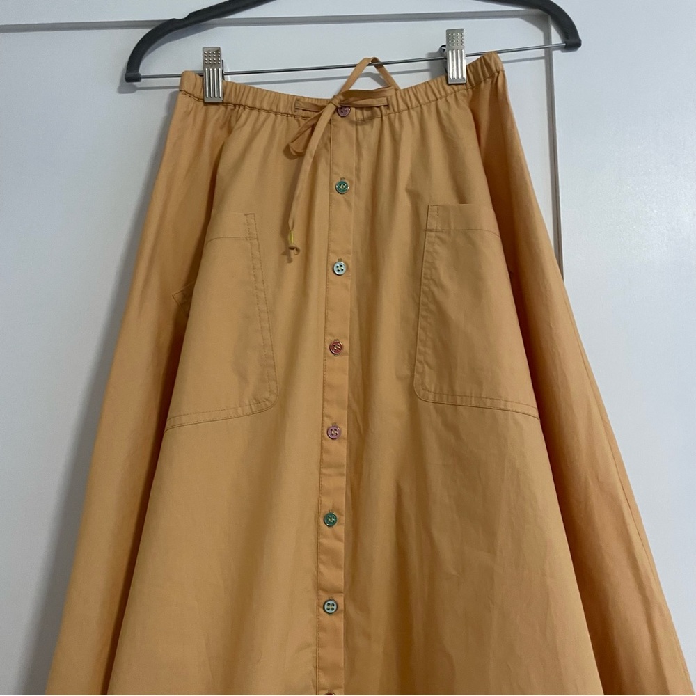 Mustard Midi Button-Front Skirt - Picture 3 of 8